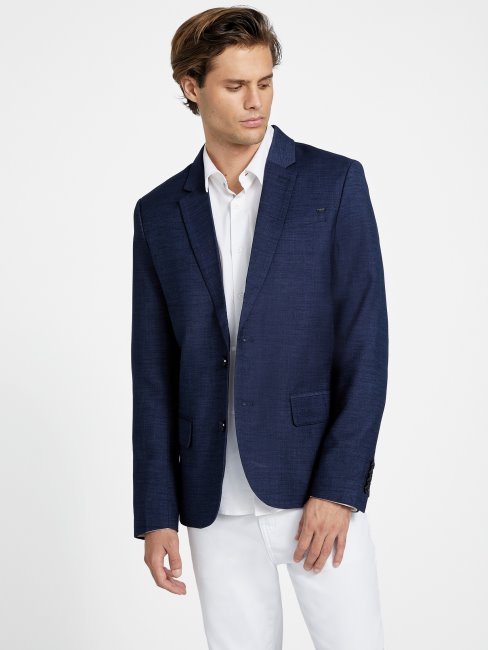 Guess Blazer Stark Bleu En Soie