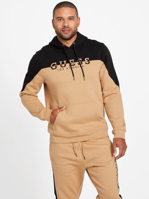 Sweat à Capuche Avec Logo Guess Eco Marcus Taupe Grillé