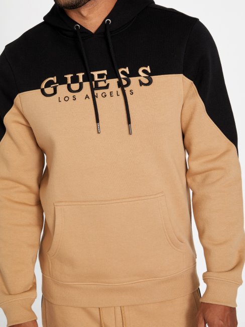 Sweat à Capuche Avec Logo Guess Eco Marcus Taupe Grillé