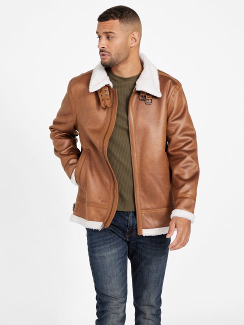 Guess Magnus Fausse-shearling Veste Fauve