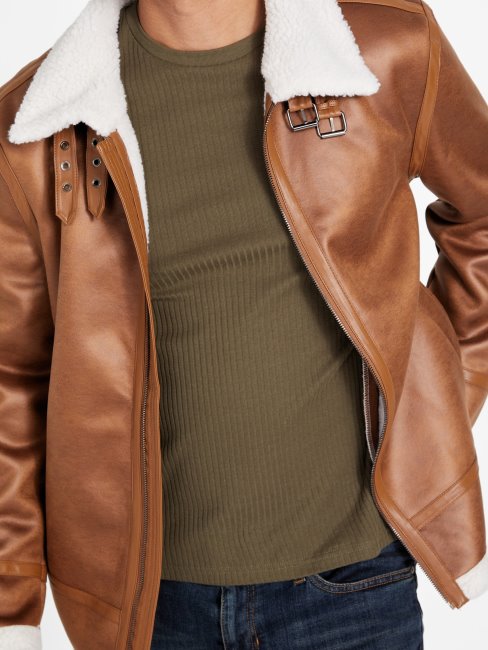 Guess Magnus Fausse-shearling Veste Fauve