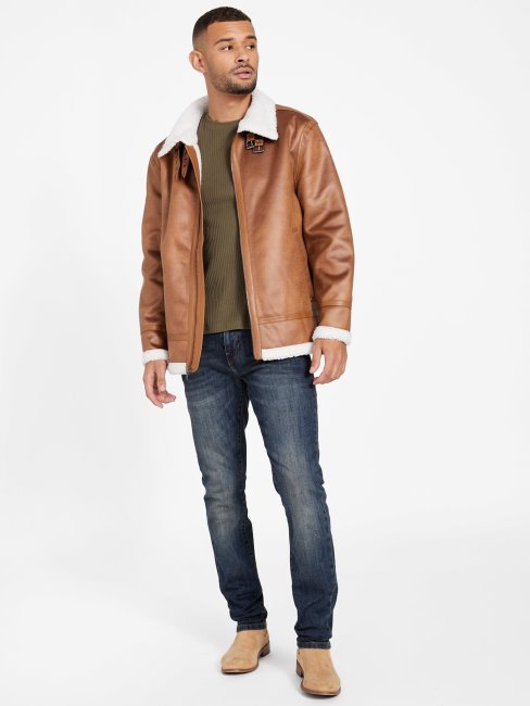 Guess Magnus Fausse-shearling Veste Fauve