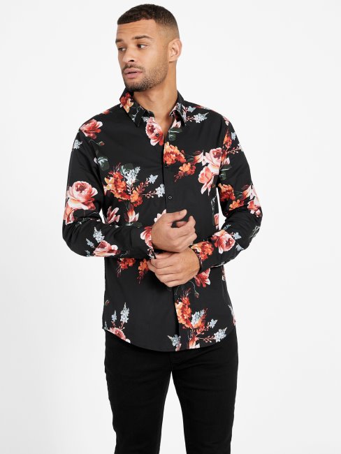 Chemise à Fleurs Nate Noir Jet Guess