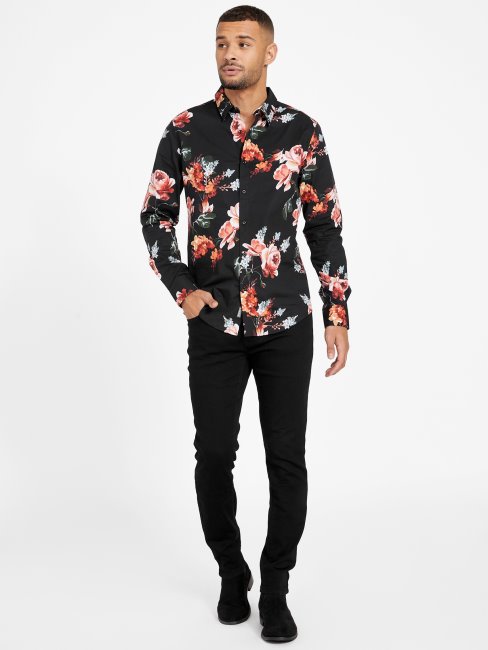 Chemise à Fleurs Nate Noir Jet Guess