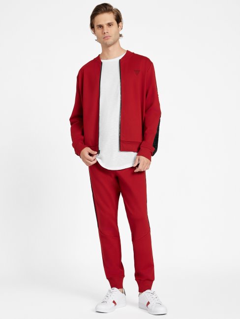 Blouson Aviateur Rouge Noir Guess Jon à Bande Logo