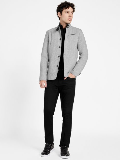 Blazer Incrusté En Laine Mélangée Fairfax Gris Multi Guess