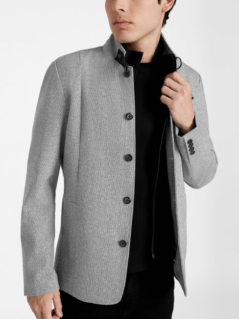 Blazer Incrusté En Laine Mélangée Fairfax Gris Multi Guess