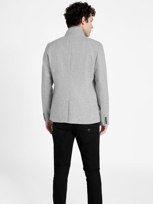 Blazer Incrusté En Laine Mélangée Fairfax Gris Multi Guess