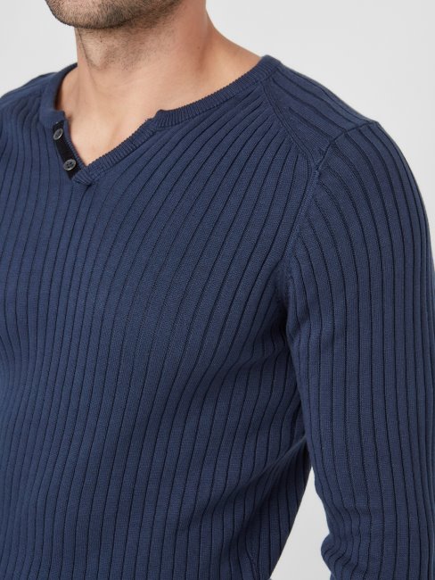 T-shirt Bleu Soie Guess Sean Fente