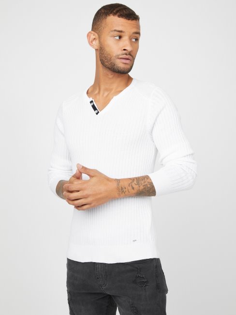 T-shirt Guess Blanc Pur Slit Chandail