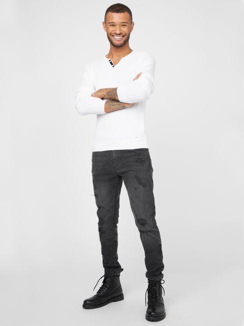 T-shirt Guess Blanc Pur Slit Chandail