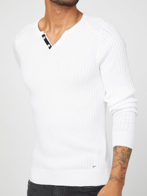 T-shirt Guess Blanc Pur Slit Chandail