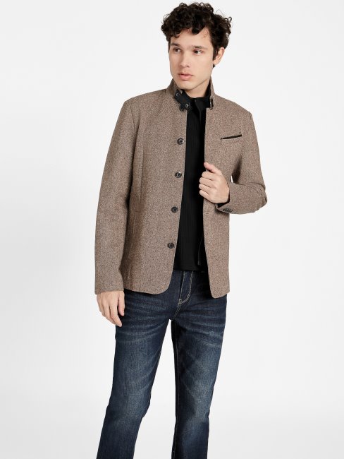 Blazer Marron à Empiècements En Laine Mélangée Fairfax