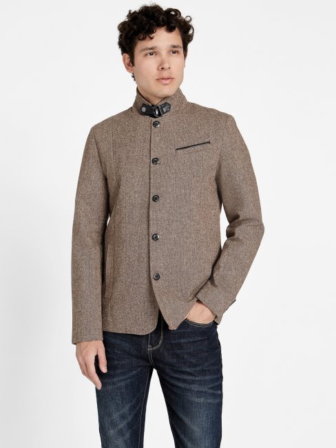 Blazer Marron à Empiècements En Laine Mélangée Fairfax