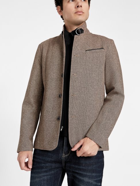 Blazer Marron à Empiècements En Laine Mélangée Fairfax
