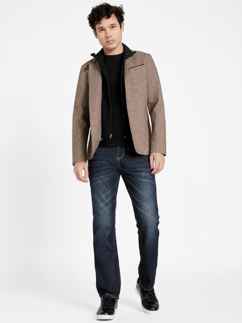 Blazer Marron à Empiècements En Laine Mélangée Fairfax