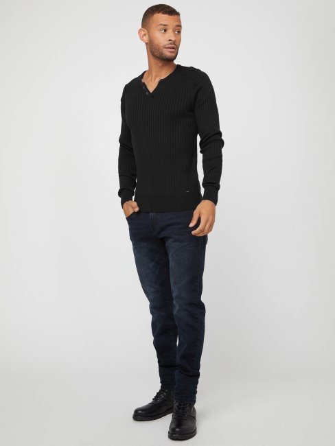 Tee Shirt Pull Fendu Sean Guess Noir De Jais