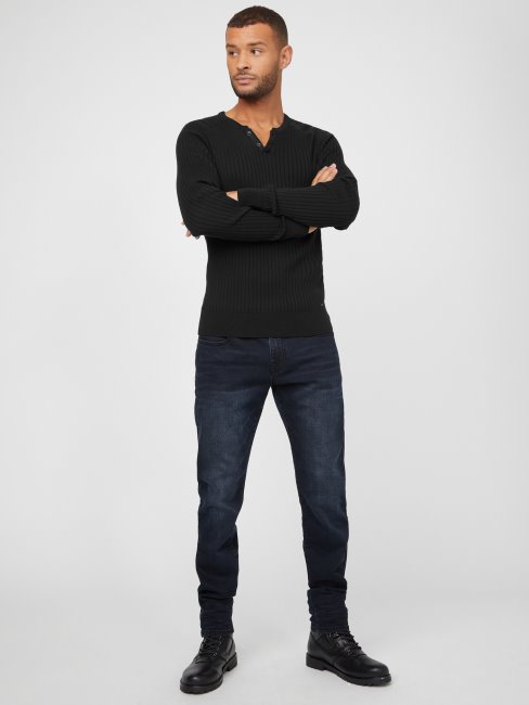 Tee Shirt Pull Fendu Sean Guess Noir De Jais