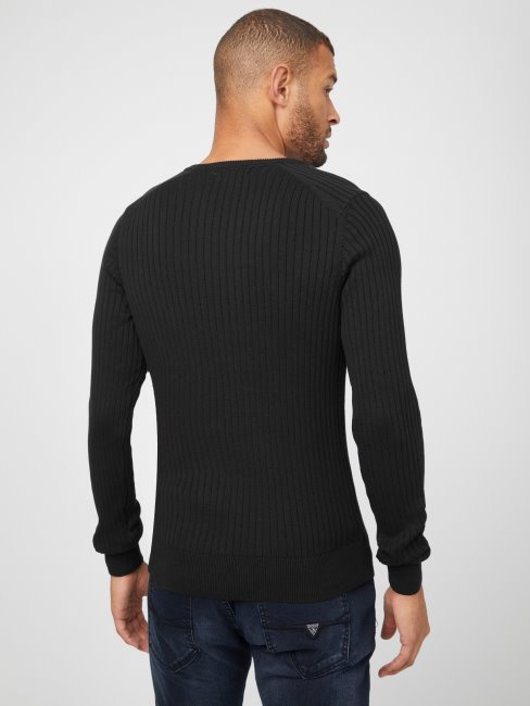 Tee Shirt Pull Fendu Sean Guess Noir De Jais