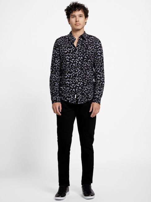 Chemise Guess Gris Aimant Rocki Imprimé Animal