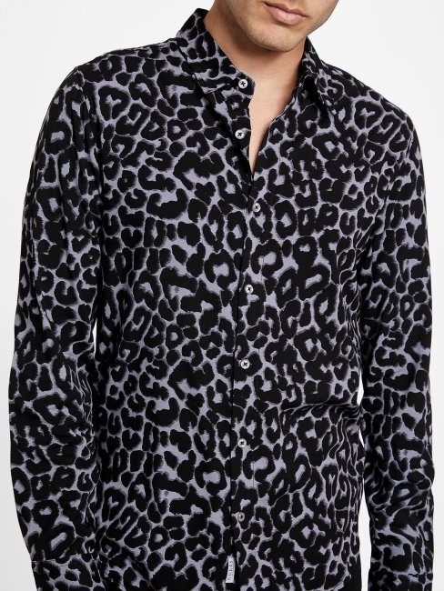 Chemise Guess Gris Aimant Rocki Imprimé Animal
