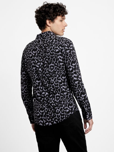 Chemise Guess Gris Aimant Rocki Imprimé Animal