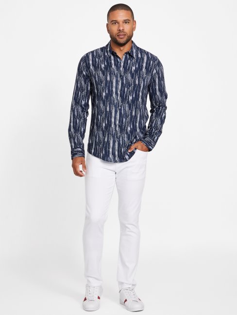 Chemise Botanique Imprimée Guess Soie Bleu