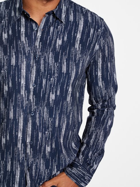 Chemise Botanique Imprimée Guess Soie Bleu