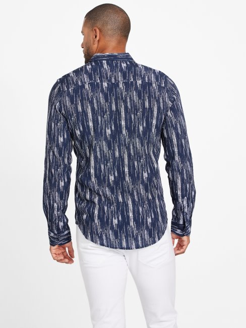 Chemise Botanique Imprimée Guess Soie Bleu