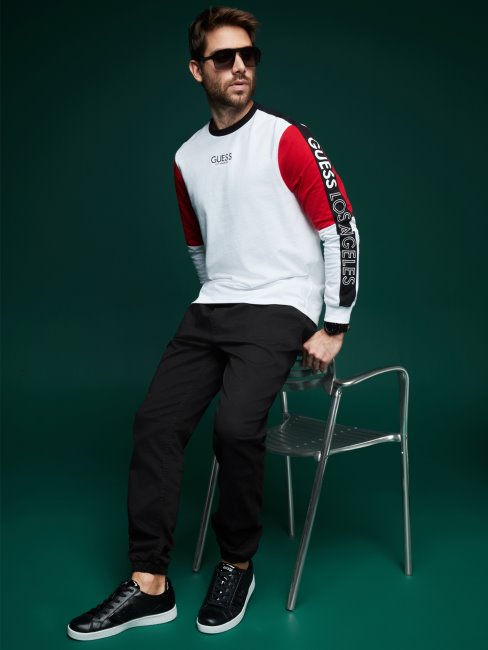 Guess Eco Kane Color-block Sweat Blanc Pur Multi