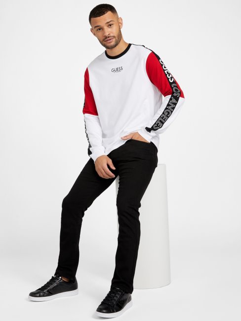 Guess Eco Kane Color-block Sweat Blanc Pur Multi