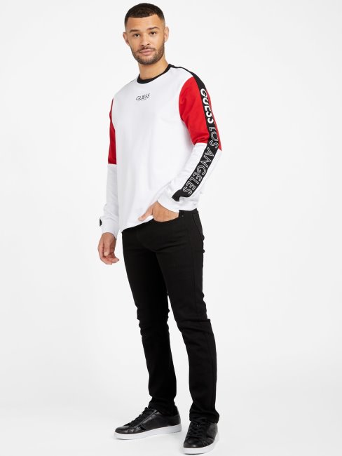 Guess Eco Kane Color-block Sweat Blanc Pur Multi