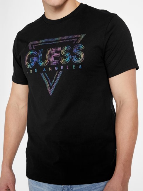 T-shirt à Col Ras-du-cou Klipped Eco Noir Jet Guess