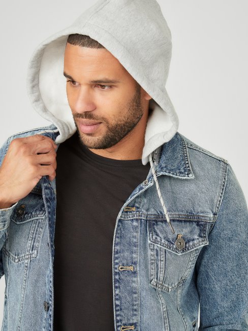 Harold Veste En Jean à Capuche Délavé Moyen Guess