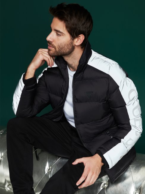 Doudoune à Blocs De Couleurs Jet Black Multi Eco Martin Guess