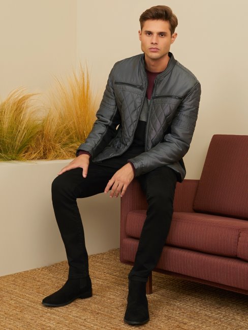 Veste Moto Eco Stacks Guess Gris Acier