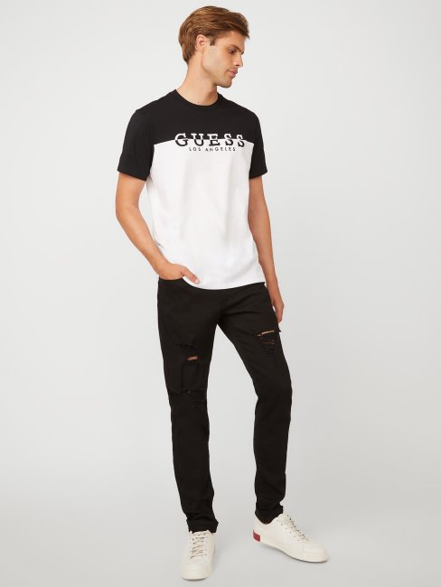 Tee Shirt Logo Color-block Davion Jet Noir Guess