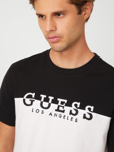 Tee Shirt Logo Color-block Davion Jet Noir Guess