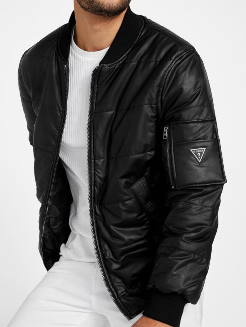 Veste En Similicuir Réversible Noir De Jais Albo Guess