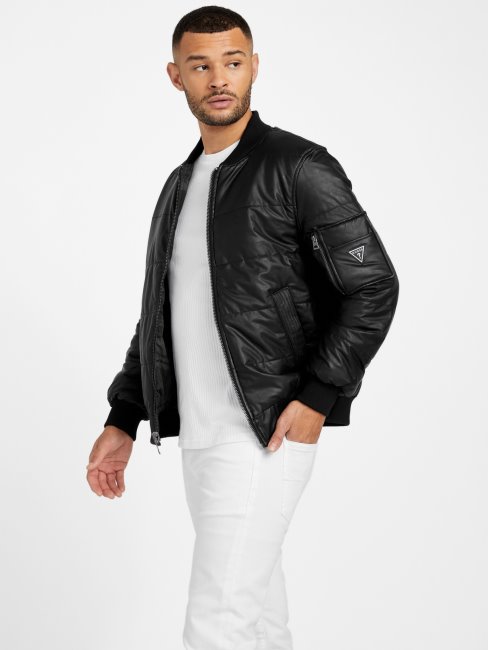 Veste En Similicuir Réversible Noir De Jais Albo Guess