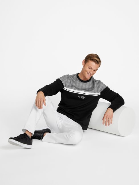 T-shirt à Manches Longues à Carreaux Multi Jaelyn Noir De Jais Guess