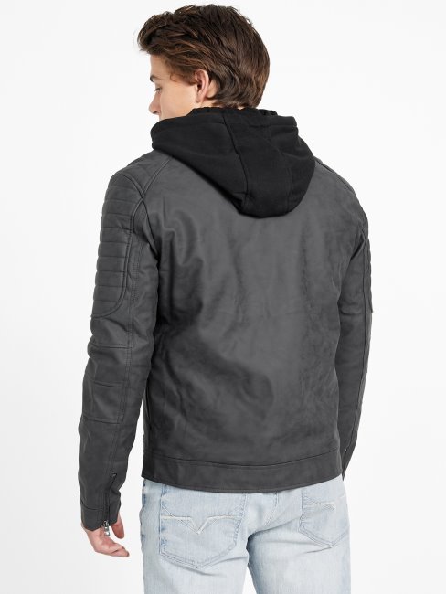 Guess Preston Veste De Moto En Faux Suède Noir De Jais