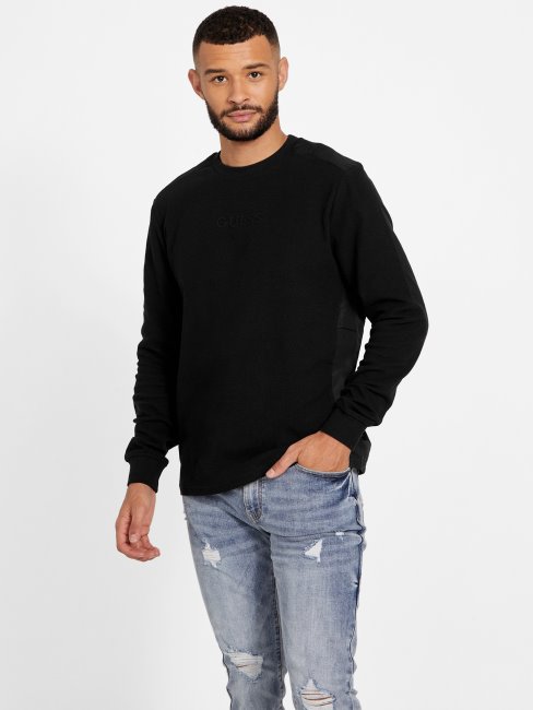 T-shirt à Manches Longues Nabry Color-block Guess Noir De Jais