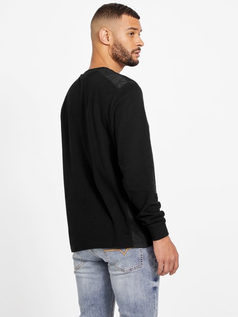 T-shirt à Manches Longues Nabry Color-block Guess Noir De Jais