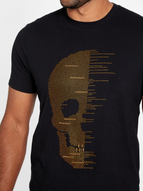 T-shirt à Col Rond Guess Eco Fronz Noir De Jais