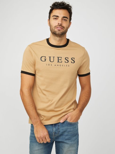 T-shirt à Logo Kirk Taupe Grillé Guess