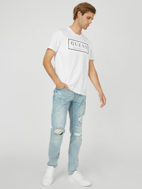 T-shirt Blanc Pur Avec Logo En Relief Guess Colt