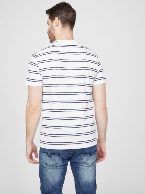 T-shirt à Rayures Guess Peter Blanc Pur