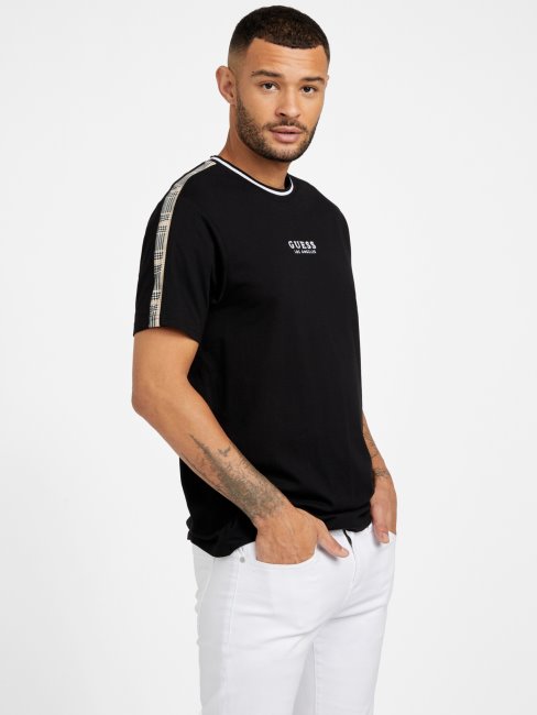 T-shirt à Col Ras Du Cou à Carreaux Manny Jet Black Guess