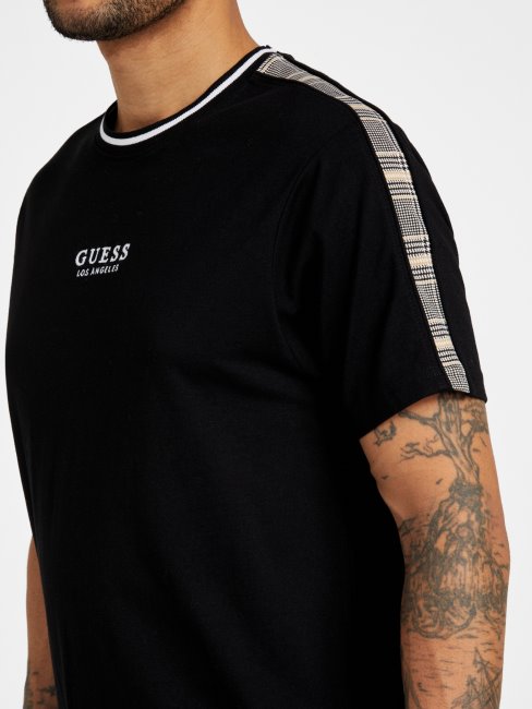 T-shirt à Col Ras Du Cou à Carreaux Manny Jet Black Guess